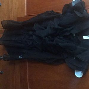 Black sheer top with ruffles